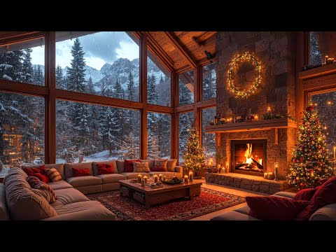 Cozy Christmas Ambience 🎄 Relaxing Christmas Jazz Instrumental Music & Crackling Fireplace Sounds 🔥