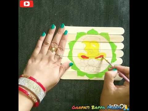 Ganesh ji painting on ice cream stick #paintings #art #drawing #ytshorts #ganeshutsav #ganeshji