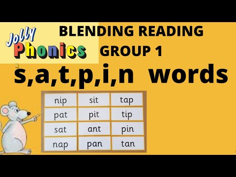 JOLLY PHONICS blending group 1 |  Sounding, blending, reading, s,a,t,p,i,n words ukg lkg grade 1