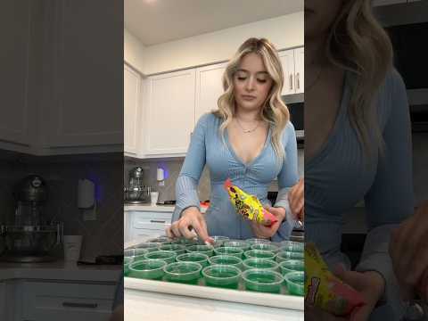 Making Jell-O shots (3 different flavors)