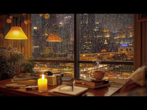 Soft Jazz Sounds & Rain Through The Window & Relax With A Sweet Cup Of Coffee