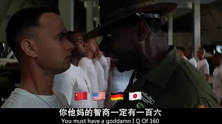 Comparison of the dubbing of the movie "Forrest Gump" in Chinese, English, German and Japanese.