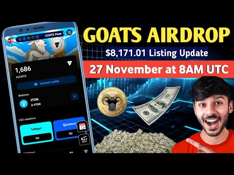 Goats Airdrop Listing Date New Update 🐐| GOAT Trading Volume of $8,171.01 😱| Goats Token Price