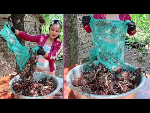 Country style ricefield crab cooking - Cooking with Sreypov