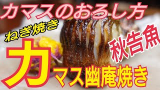 【カマスの幽庵焼き】秋告魚　ふっくら柔らか　柚子の風味　カマスのおろし方　幽庵焼きに旨味のあるネギを巻いて難波焼きに！ネギの甘みがカマスによく合います