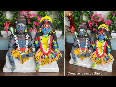 DIY how to make Kaal Bhairav & Maa Kali idol with clay||small clay kaal bhairav & kali murti making