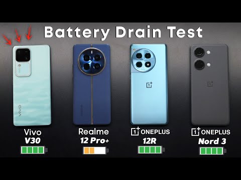 Vivo V30 vs Realme 12 Pro Plus vs OnePlus 12R vs OnePlus Nord 3 Battery Drain Test!