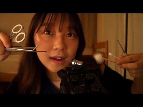 ASMR (Japanese) ear cleaning with gentle whispers