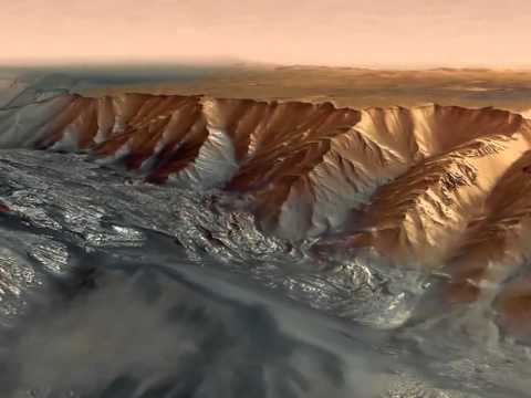 Flight through a valley of Mars