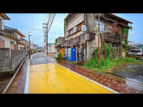 Rainy day walk around suburbs of Western Tokyo, Japan • 4K HDR