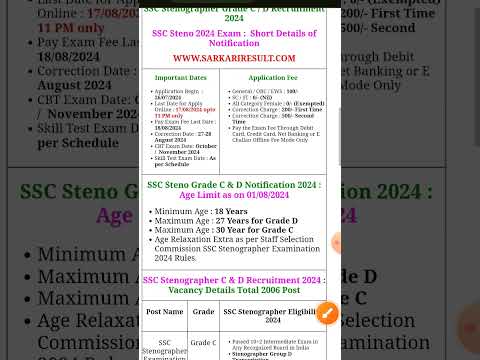 SSC STENOGRAPHER C AND D POST ||#sscmts #ssc #sarkarijob #sscexam