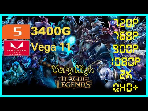 League of Legends  | Very High Settings | Ryzen 5 3400G Vega 11 2x8 (2666MHz) 16GB RAM