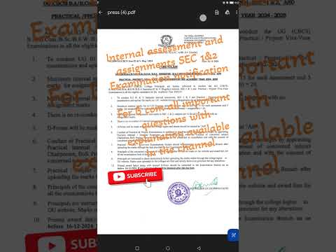 Internal assessment and assignments, SEC 1&2 EXAMINATION for#osmaniauniversity