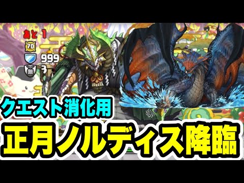 【全キャラ対応】クエスト消化用‼️ 正月ノルディス降臨 周回編成・立ち回り紹介！！【パズル&ドラゴンズ/#パズドラ】