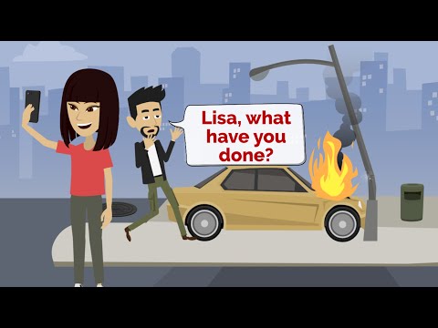 Lisa Wrecked the Car | English story | Basic English communication