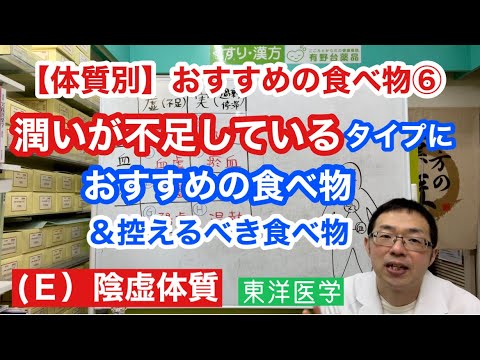 【体質別】おすすめの食べ物⑥  (E)【陰虚タイプ】におすすめの食べ物＆控えるべき食べ物＆おすすめの養生法 【東洋医学】