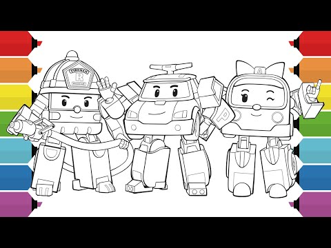 Robocar POLI Coloring Pages for Kids / toddlers | Poli, Roy, Amber