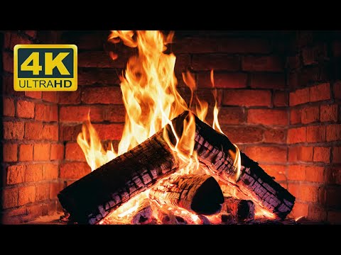 🔥Cozy Fireplace 4K (12 HOURS). Fireplace Fire Sounds Perfect for sleeping, studying, or working