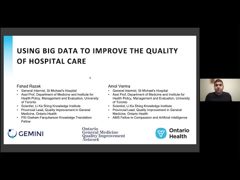 Schulich Heart Program Grand Rounds – Using Big Data to Improve the Quality of Hospital Care