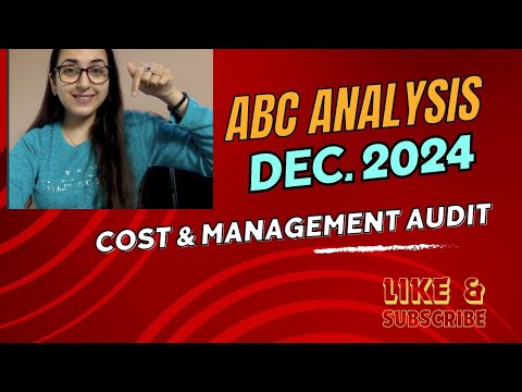 ABC ANALYSIS FOR COST & MANAGEMENT AUDIT - DEC.'24 ATTEMPT | CMA FINAL | #abcanalysis #cmafinals