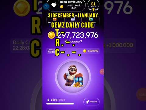 Today's Gemz daily code | gemz daily code 31 December - 1January  | 31December -1 January gemz Combo