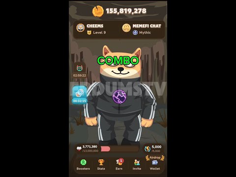 Memefi daily secret combo | August 8, 2024 | level 9 boss