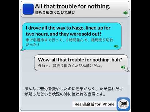 All that trouble for nothing. #real英会話 #英語耳 #english #イングリッシュ #英語#英語勉強サイト #英語学習アプリ＃睡眠