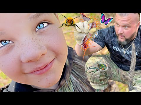 Caleb's BUG HUNT ADVENTURE! Kids Learn & Find NEW BUGS, Spiders, Centipedes, Worms & Honey Bees!