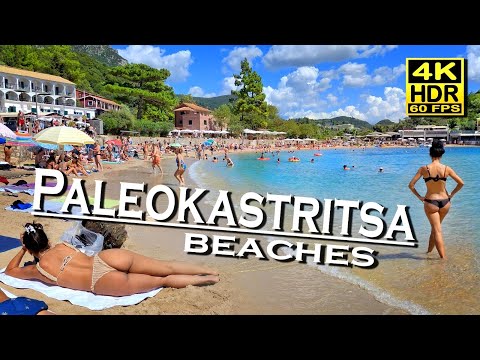 Paleokastritsa Beaches Corfu Greece , Beach Walk in 4K 60fps HDR 💖 The best places 👀 Walking tour