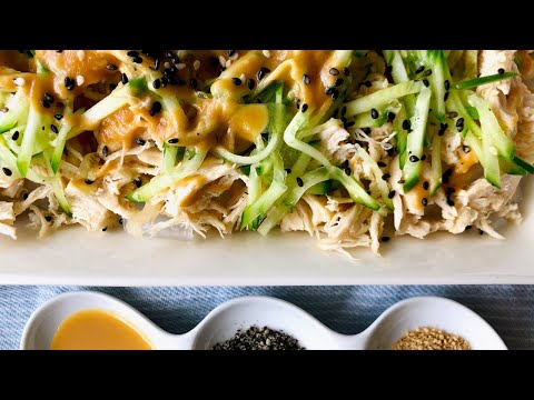 柚子醋麻醬雞絲粉皮 （中英文字幕）Chicken and mung bean sheet salad with ponzu sesame dressing （English subtitles)