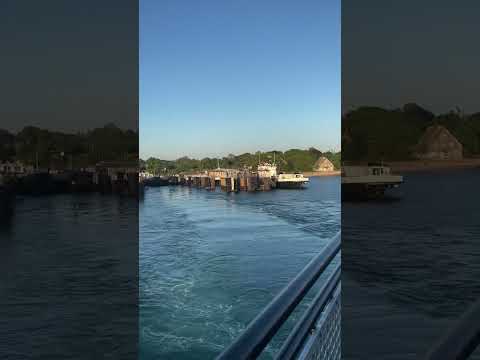 Ferry “Martha’s Vineyard “ departure with steamship whistle