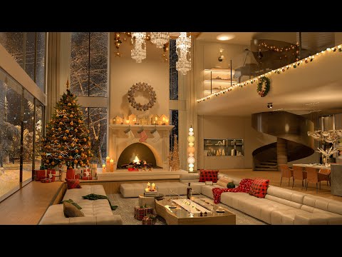 Luxury Holiday Jazz Sanctuary – 4K Stylish Apartment with Festive Tunes and Warm Fireplace Glow 🎄🔥