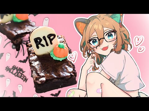 【BAKING HANDCAM】Making tombstone brownies!!