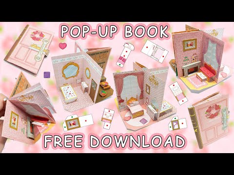 Miniature pop up book DIY tutorial - Canon Creative park free paper craft materials - Rose house