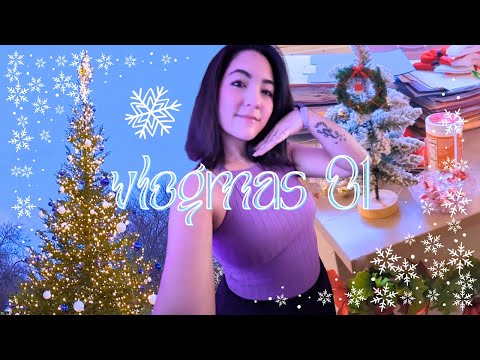 2024 vlogmas 01! it's timeeee! *ੈ🎄✩‧₊ christmas tree lighting, knitting, my new workspace~