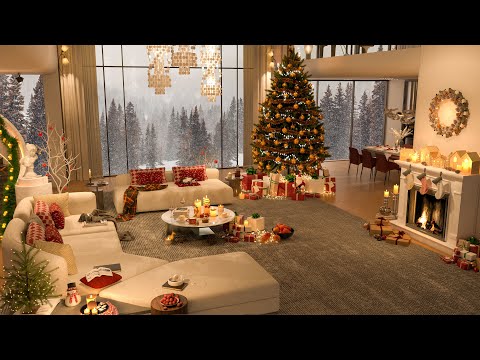 Relaxing Christmas Jazz 2025 🎄 | Cozy Night Living Room with Fireplace Ambience | Sleep & Chill