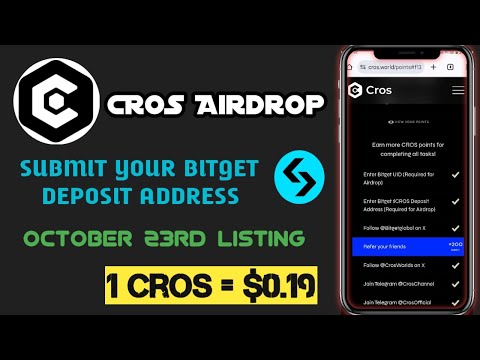 Enter bitget deposit address in cros airdrop|| cros airdrop listing|| final chance✅