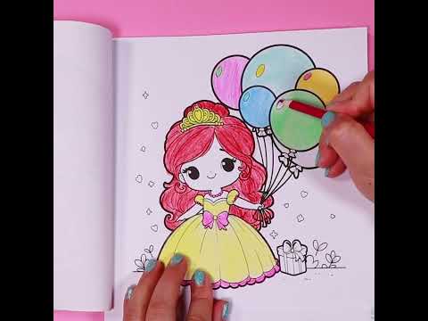 Little Princess with balloons | Cute Coloring Page | Kids Coloring Fun