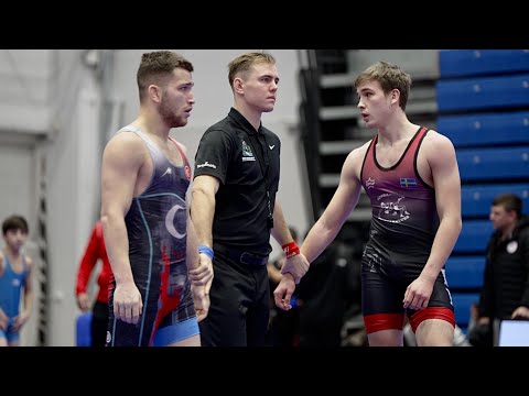 U17 Timo Peltonen (SWE) vs Mustafa Yetim (TUR) 71kg. Greco-roman boys wrestling. B-cam-man