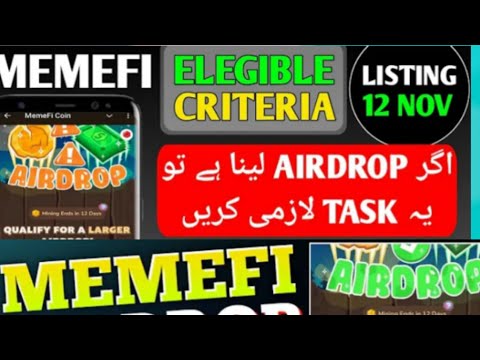 memefi airdrop listing date | memefi eligibility | ایرڈروپ کیلیے ضروری ٹاسک