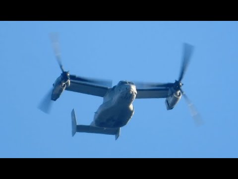 RARE USMC Boeing MV-22B Osprey flyover San Jose CA (MOONLT21)