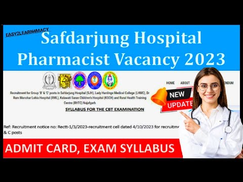 SAFDARJUNG HOSPITAL VACANCY 2023 || Safdarjung Hospital Pharmacist Jobs Syllabus & Exam Pattern