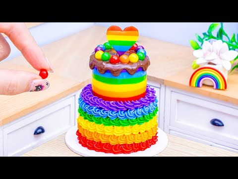 Beautiful Miniature Colorful Cake 🌈 Amazing Miniature Rainbow Heart Cake Decorating Ideas