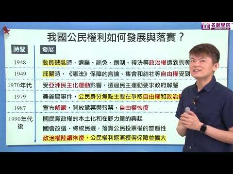 【名師學院】高一公民_我國公民權利的發展與落實