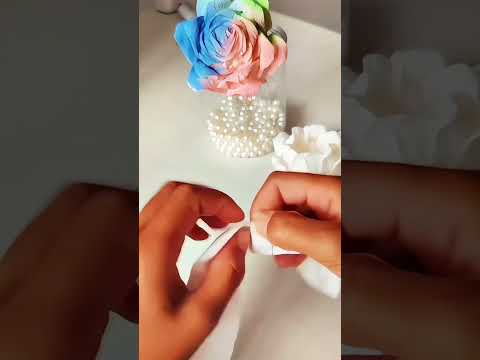 DIY tissue paper craft rose flowers gift idea #foryou #tiktok #fyp #gift #craft #flowers #papercraft