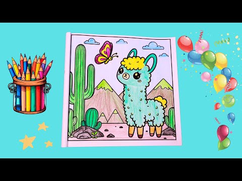 Little Animal llama , Cute Drawing and Coloring Page | Coloring Tutorial | Coloring Fun for Kids