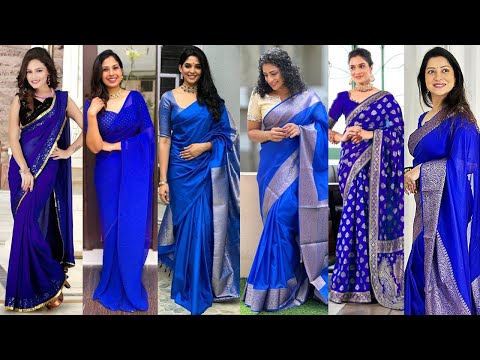 Blue Saree Design Ideas for Every Occasion/Unique Blue Saree Styles/ Blue Saree Outfits for Parties