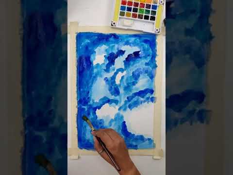 BLUE NEBULA. #artshorts #darklord #bluegod #krishna #artistshorts #watercolours #paintings #blue