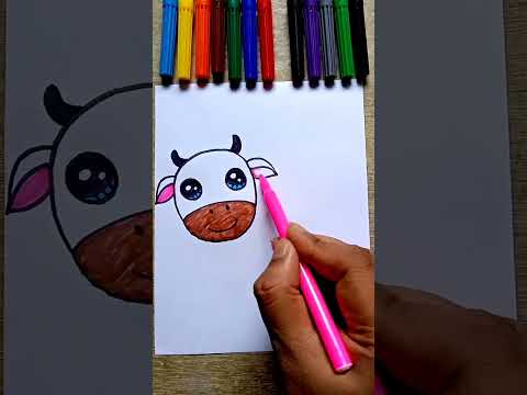 easy cow drawing 🐄 #viralvideo #shorts #cowdrawing #youtubeshorts #shortvideo  #easyartwithbiplab