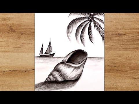 Drawing Seashells on the Beach | How to Draw a Beach Scenery